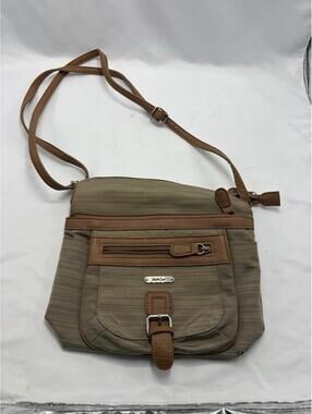 Multi Sac Crossbody Purse Bag Multi Compartment Adjustable Strap Brown Tan